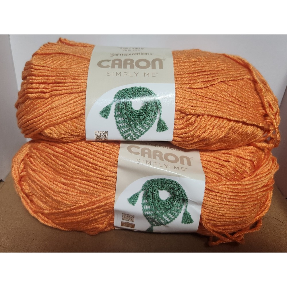 Caron Simply Me Yarn Lively Mandarin Orange Bulky 5 Acrylic Nylon 2 Skeins Lot